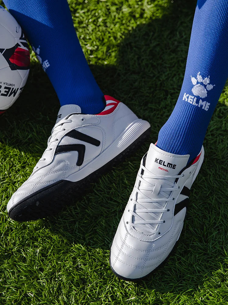 KELME Soccer Shoes TF Football Boots Calf-Skin Cleats  Professional Futsal Original Football Training  Sneakers  ZX80011017