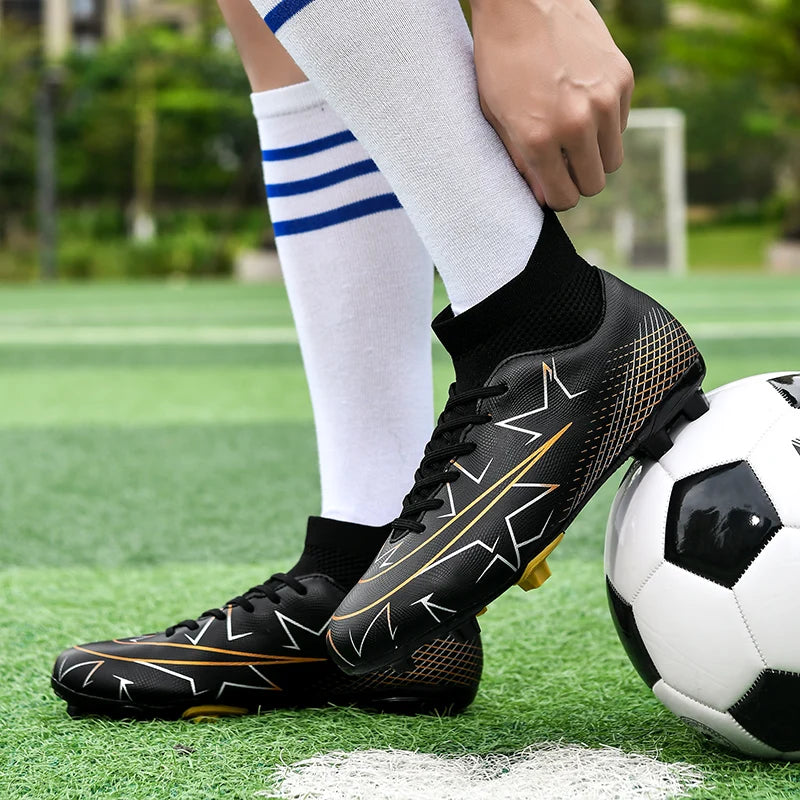 Professional Soccer Shoes Men Outdoor High-Top Sports Football Boots Boots Ag/Fg Long Spikes Artificial Grass Training Match Spi