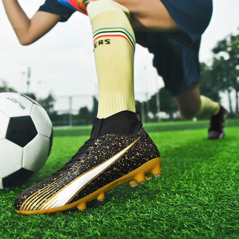 Man Soccer Shoes TF/FG High-Top Lightweight Breathable Football Boots Professional Outdoor Grass Sneakers EUR Size 35-47