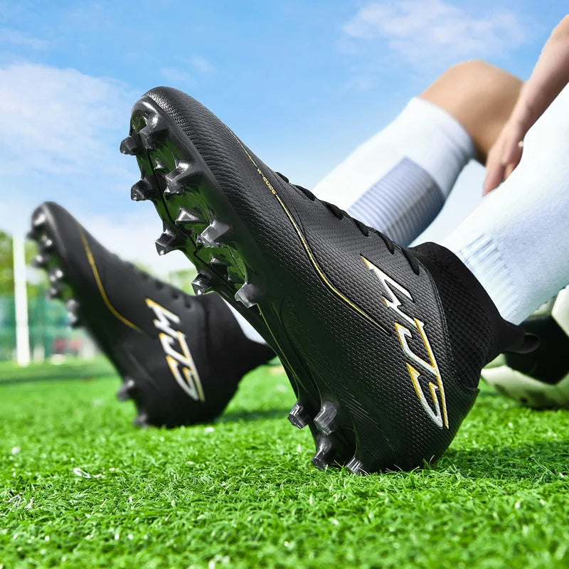 Professional Soccer Shoes Men Outdoor High-Top Sports Football Boots Boots Ag/Fg Long Spikes Artificial Grass Training Match