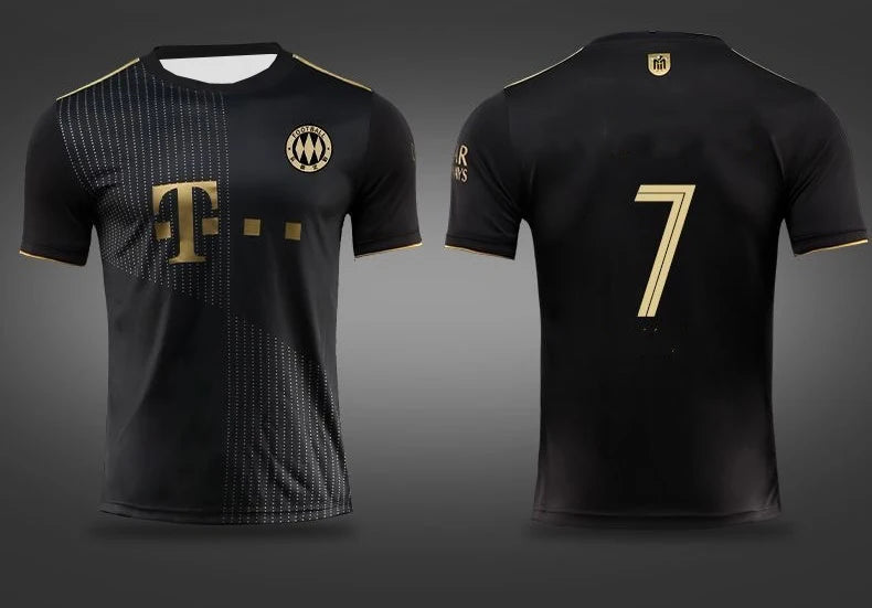 Bayern Munich Away Black Gold No. 25 Muller Training Uniform for The 2025 Summer Football Match Sports Breathable Jersey