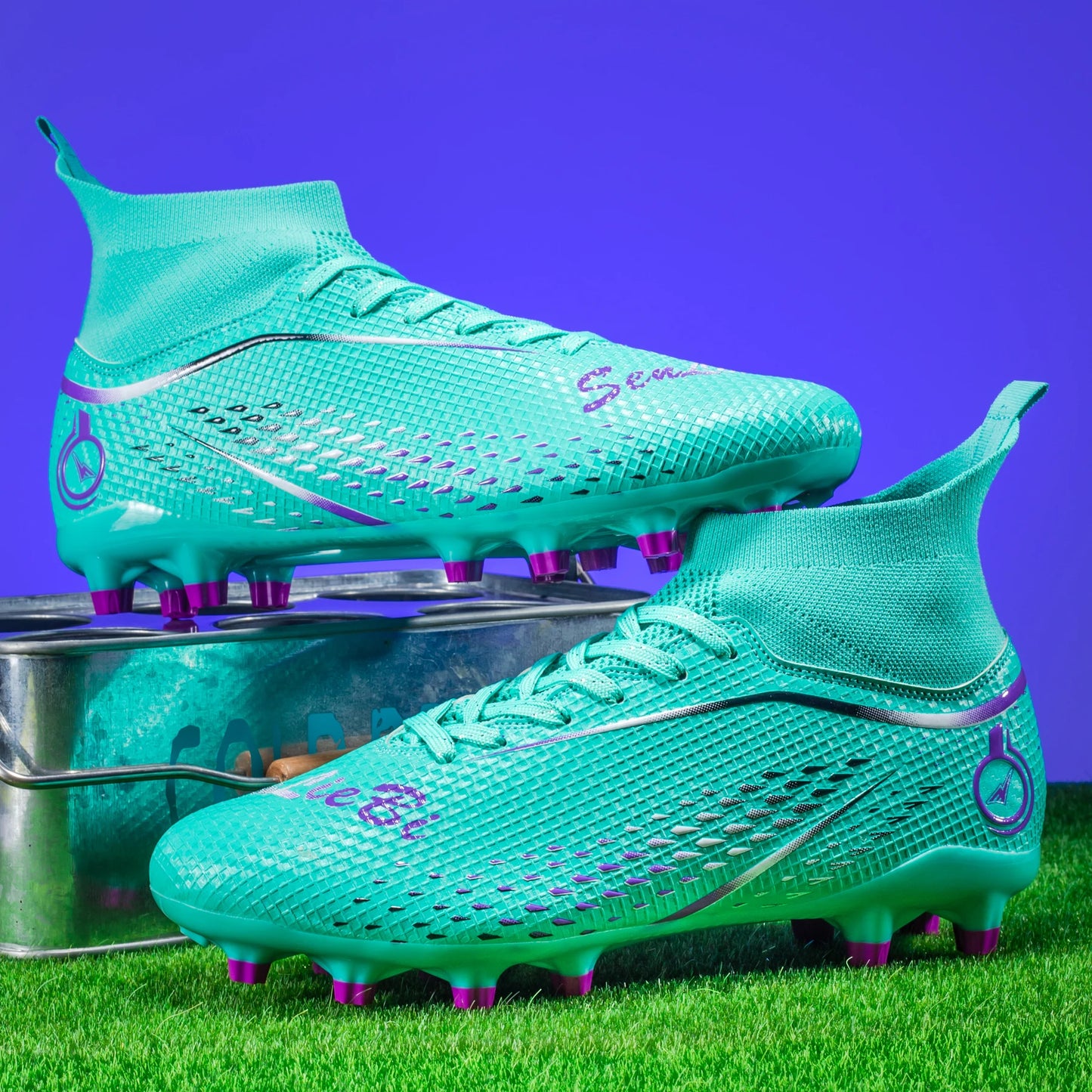 Football Cleats Men, Indoor Outdoor High Top Soccer Shoes Lightweight Shock Resistant Training Boots Professional Football Boots