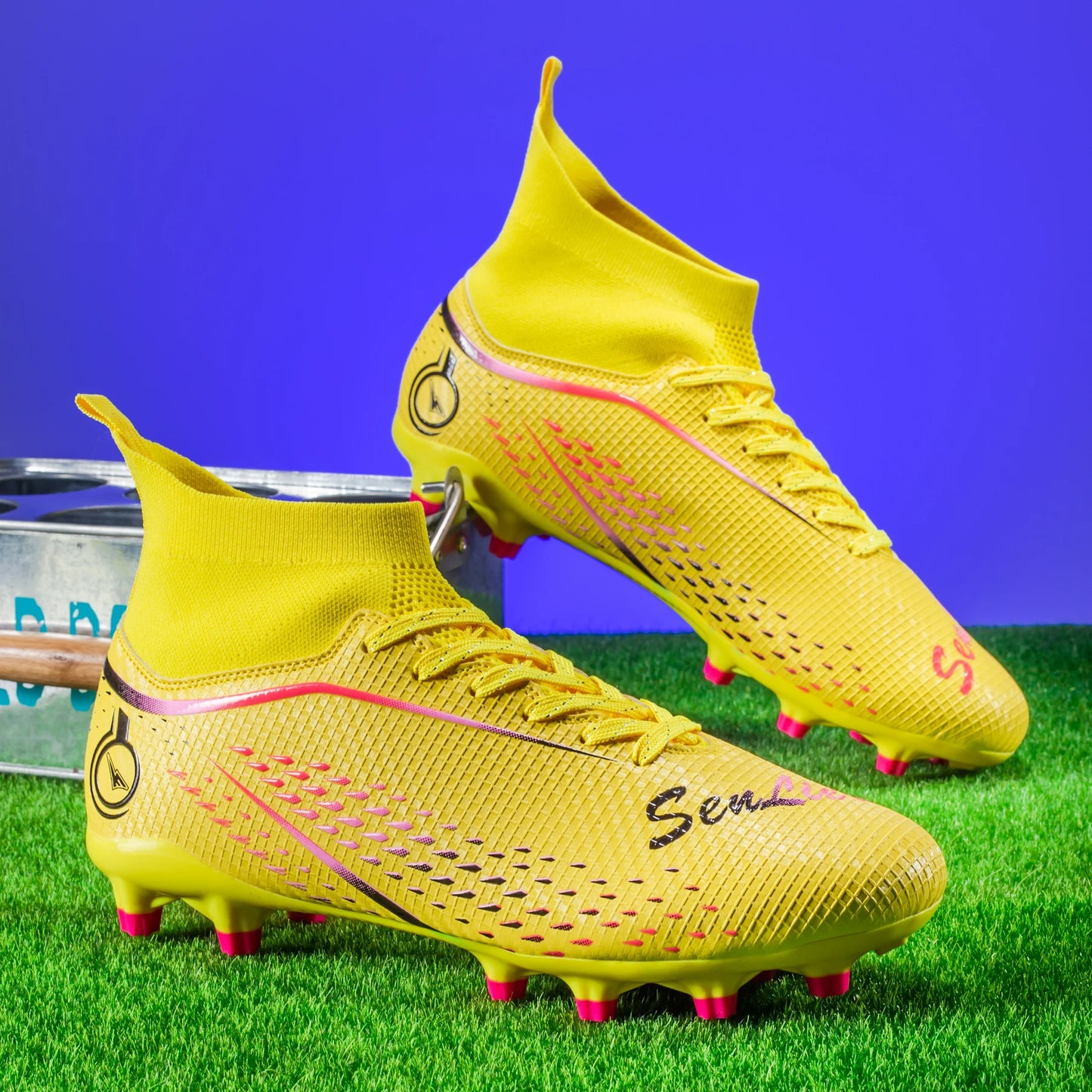 Football Cleats Men, Indoor Outdoor High Top Soccer Shoes Lightweight Shock Resistant Training Boots Professional Football Boots