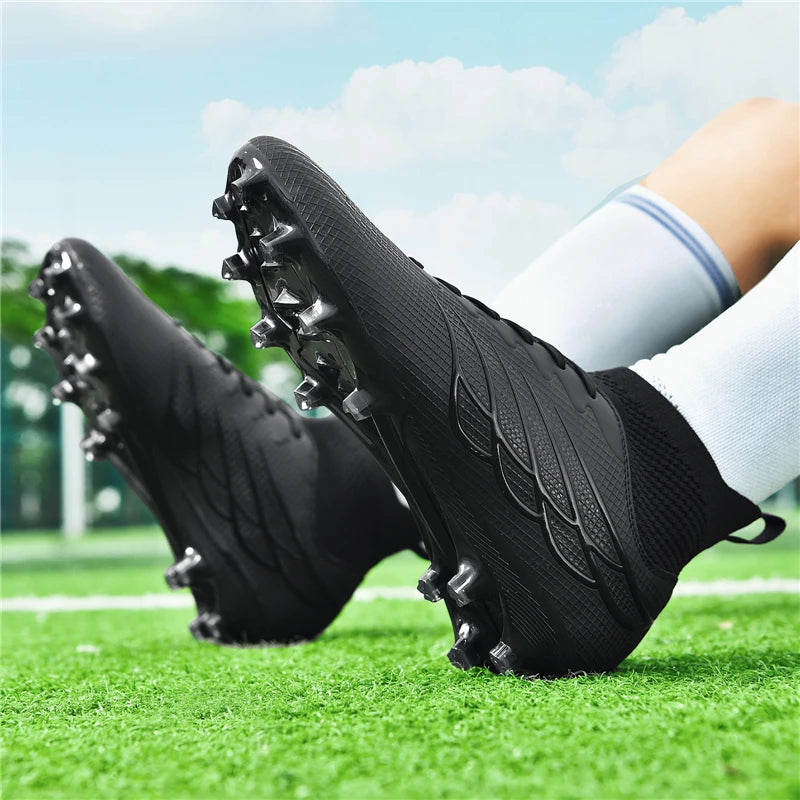 Superfly FG Football Boots Outdoor Soccer Cleat Black Shoes Soft Sport Professional Shoes Breathable Comfortable Boots Plus Size