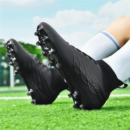 Superfly FG Football Boots Outdoor Soccer Cleat Black Shoes Soft Sport Professional Shoes Breathable Comfortable Boots Plus Size