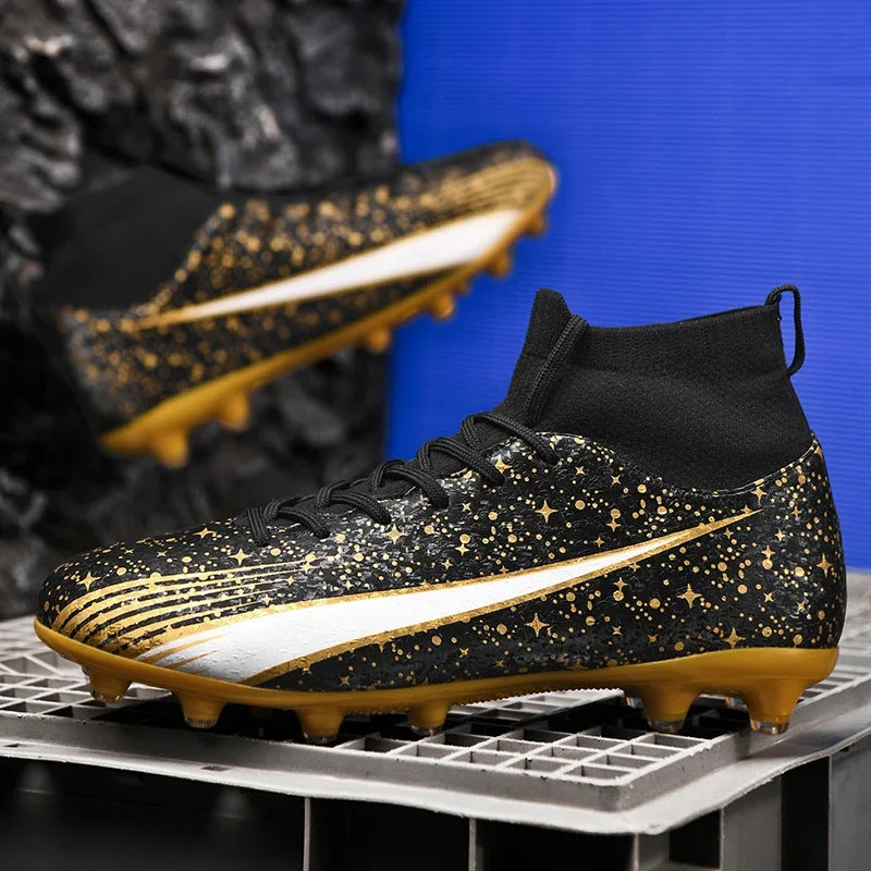Man Soccer Shoes TF/FG High-Top Lightweight Breathable Football Boots Professional Outdoor Grass Sneakers EUR Size 35-47