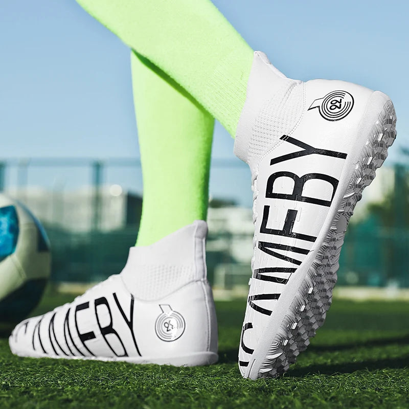 Professional Football Boots For Men Big Size 48 High Top Turf Soccer Shoes Man Outdoor Society Soccer Cleats Men chuteira campo