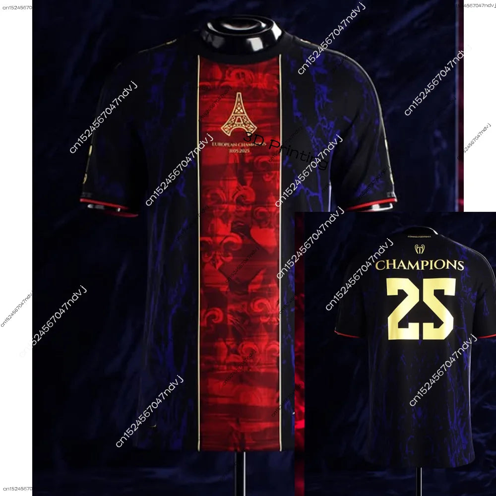 2025 New Arrivals PSG Champion T-shirt Paris Summer Adult Men's/Women Sports Breathable Short-sleeved T-shirt Special Jersey Kit