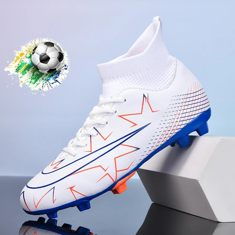 Professional Soccer Shoes Men Outdoor High-Top Sports Football Boots Boots Ag/Fg Long Spikes Artificial Grass Training Match Spi