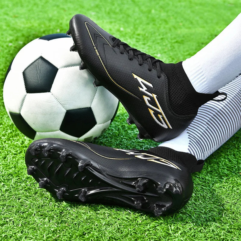 Professional Soccer Shoes Men Outdoor High-Top Sports Football Boots Boots Ag/Fg Long Spikes Artificial Grass Training Match