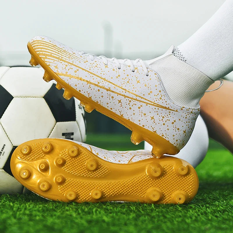 Man Soccer Shoes TF/FG High-Top Lightweight Breathable Football Boots Professional Outdoor Grass Sneakers EUR Size 35-47