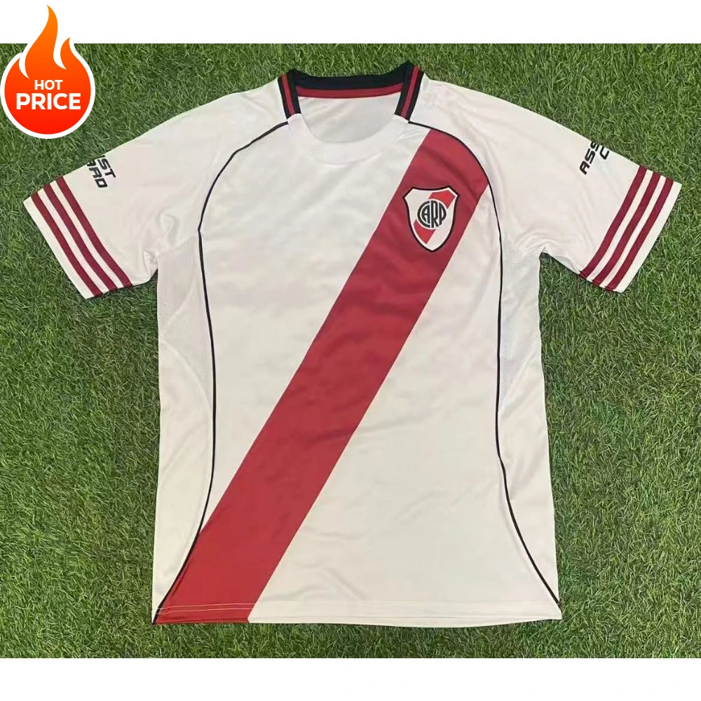 2526 Season River Plate Home Fan Football Jersey Short Sleeved Top Summer Football Training Suit Men's Children's Jersey